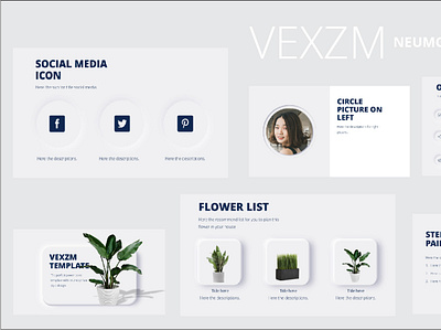 VEXZM NEUMORPH TEMPLATE POWER POINT neumorphism powerpoint template shadowing trendy design ui ux white