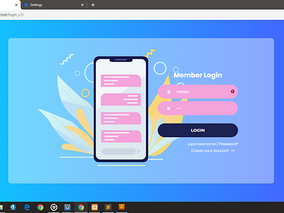 Blue Login Form Website html css login page ui ux vector website design