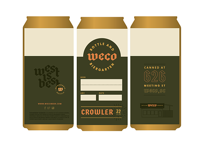 WBB Crowler Labels beer beer can beer label blackletter can design crowler labeldesign labels olive