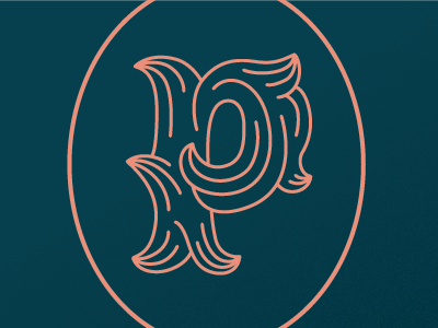 Ornate P monogram monoline lettering p