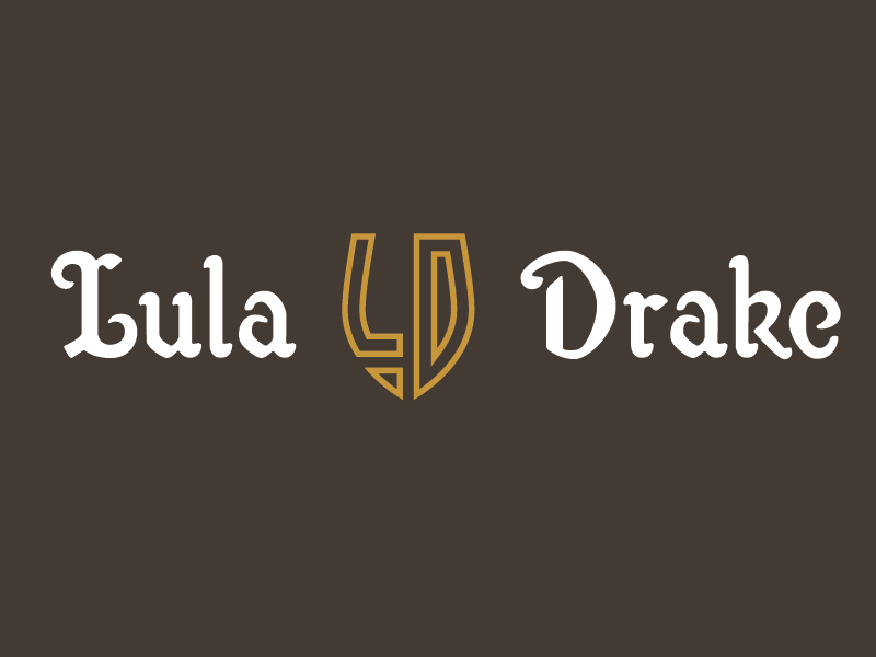 Lula Drake Logo with Monogram custom type monogram brown gold columbia wine bar lula drake wine