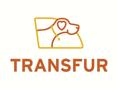 Transfur Logo animal logo animal rescue columbia sc createathon dog logo dog rescue dogs fur heart rescue rust transfur yellow