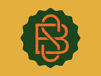 Black Springs Farm Monogram badge f gold green lettering monogram orange s shadow wavy