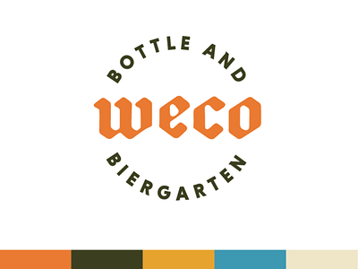 WECO Bottle & Biergarten Logo bar beer beer garden biergarten blackletter branding columbia sc green logo orange weco west columbia yellow