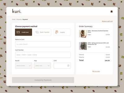 Checkout Page (Credit Card Payment) design figma ui ux web webdesign