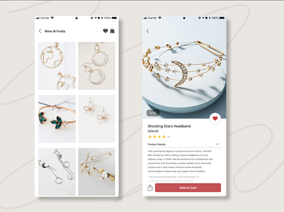 Mobile e-commerce (jewelry) design mobile mobile app ui ux