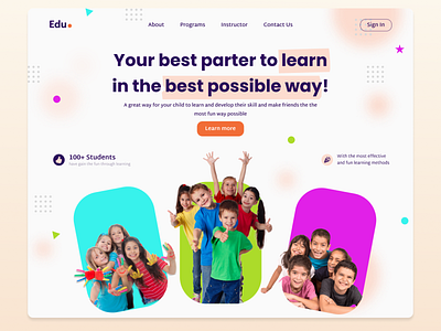 Children E-Learning Hero banner (Web Design) design figma ui ux web webdesign