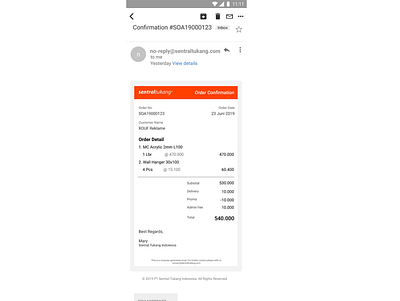 email reciept