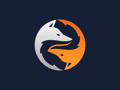Yin Yang Fox Logomark fox fox logo grey icon modern orange simple yin yang