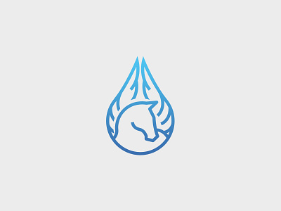 Logo Pegasus Waters blue branding drop horse lineart logo mark pegasus pure simple water