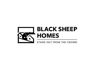 Logo Black Sheep Homes black building home homes icon logo modern negative space real estate shepp simple