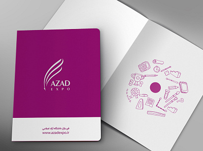 azadexpo branding folder design illustration logo