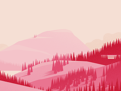 landscape wip flat holidays landscape mountains nature pinetrees pink vector