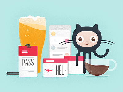 Friday fun ... Stats! beer boarding booncon chat coffee event github helsinki illustration octocat pass pixels