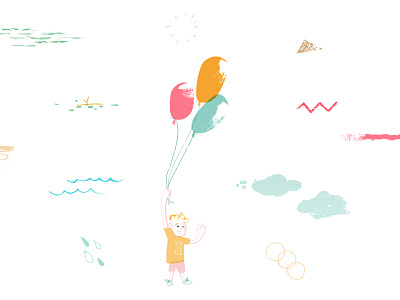 Imitating a child's drawing baloons child cloud drawing illustration kid retro sketchy vector wacom wip