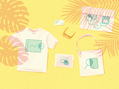 Summer Branded Graphics brand card ipad monstera palmtree poster sand summer sunglasses totebag tshirt vector