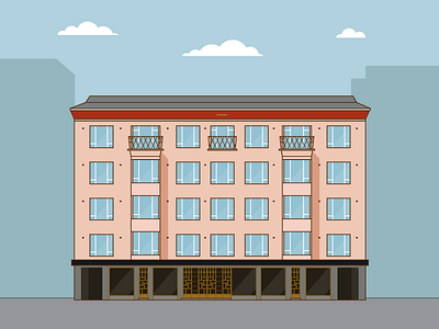Ruoholahdenkatu 6 architecture design daily flat graphic design helsinki daily drawing illustration monthly challenge nordic classicism