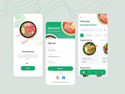 Food Service App 3d animation branding design illustration interface login logo ui uiux