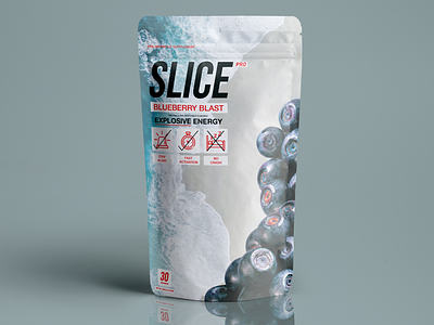 SLICE Pro Pre-Workout Energy: Blueberry Blast package design product design