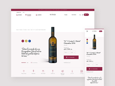 Vino - Product detail page branding design ecommerce mobile responsive design ui ux web website wine