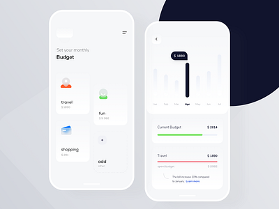 Set your monthly budget account app application budget finance ios mobile ui ui design user user interface ux