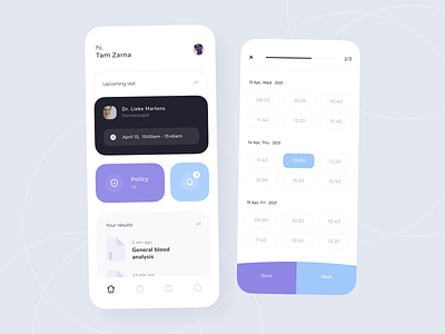 insurance account app application booking clean dashboard design doctor ios medicine mobile notification time ui user ux