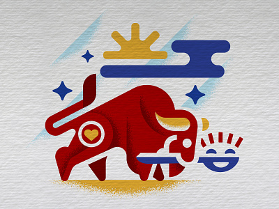 Gladspoon BISON animal bison buffalo cloud face glad horns mammal miller primary colors spoon sun