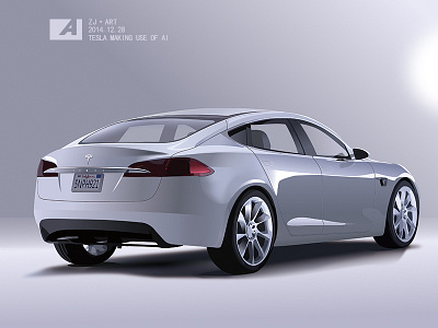 TESLA 3d ai car clean design illustration metal ui