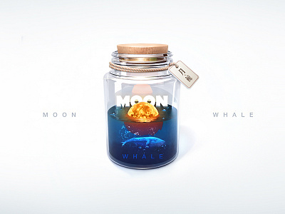 月鲸 bottle design illustration moon ui whale