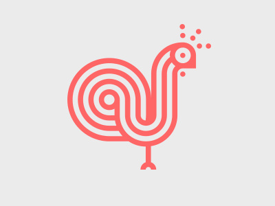 Rooster bird circles flat logo mark rooster