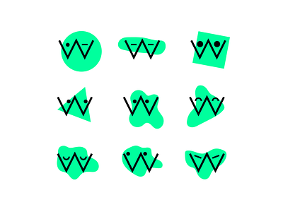 W 5minutes branding cheaptricks eyes green identity logo shape w