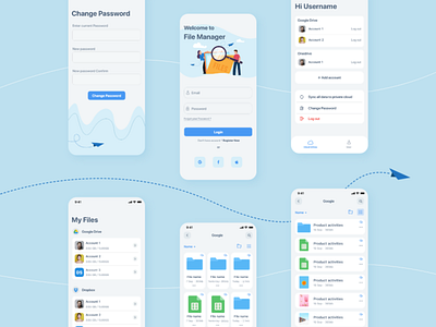 File Managment Concept UI app design flat illustration ui vector