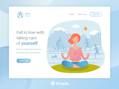 Mindfullness landing character color design flat illustration landing meditation mindfullness ui web wellness yoga