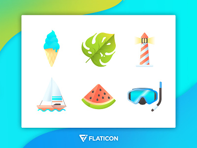 Summertime Icon Set colors gradient icon illustartion ispiration summer symbol