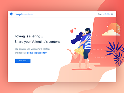 ❤️ Valentine's Day Landing page beach characters characters design couple design freepik gradient heart illustration landing landing page love sunset valentine day valentines day vector vector art