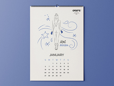 2019 calendar - January ass calendar graphic design illustration january naked schedule sexy snow woman