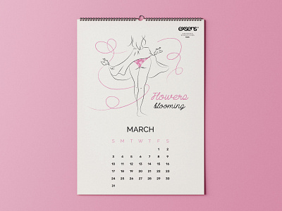 2019 calendar - March ass birds calendar flowers blooming graphic design illustration march naked schedule sexy spring woman