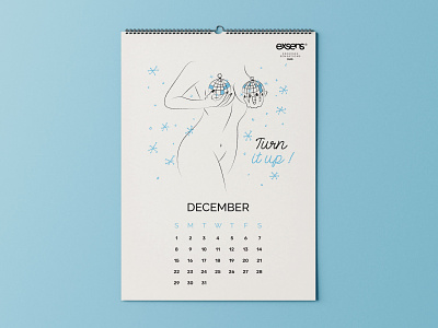 2019 calendar - December calendar chrismas december graphic design illustration mirrorballs naked party schedule sensual sexy snow woman xmas