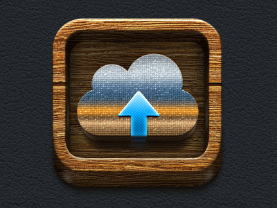 Icon arrow bumping cloud freebie icon ios texture wood