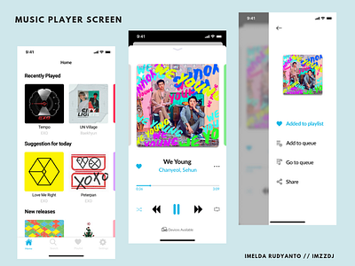 Music Player Application UI app colorful colors ecommerce exo exoplanet listen music album music app music player song ui ui ux uidesign ux uxdesign