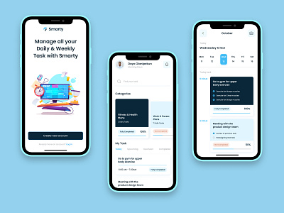 Smarty Task Management App adobe illustrator branding design graphic design graphic designer illustration ui vector