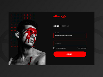 Web sign in page clean dark ui design minimal red sign in ui sign up ui ui web website