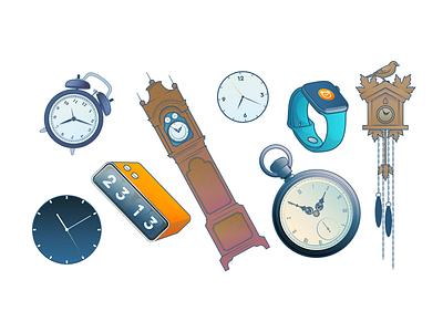 Clocks & Watches app brand cycle illustration sleep vector