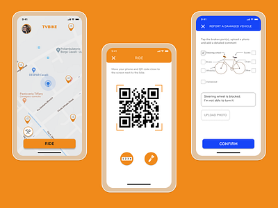 TVBike - Bike sharing App designprocess mobile design mobile ui mobileapp mobileappdesign qrcode uidesign uxdesign uxresearch