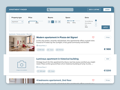 Apartment finder - Web Platform list view uidesign uxuidesign webdesign website