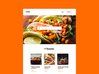 Yelp Redesign Concept branding design food and drink food app food website review ui design web web design landing page website website concept yelp