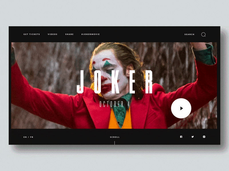 JOKER (Concept) app branding design joker minimal movie movie ui movie website ui ui design web web design landing page website