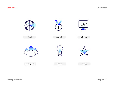 icon set conference icons minimalistic