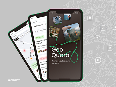 GeoQuora mobile app polls questions traveling ui ux