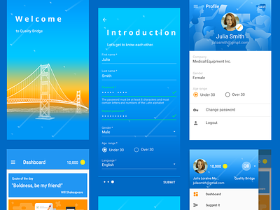 Quality Bridge crossplatform graphic design materialdesign mobile app mobile app design mobile uiux user interface design vector